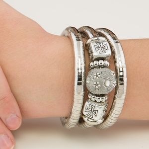 Silver & Gray Wrap Cuff Bracelet